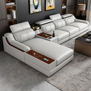 皮沙发简约现代大小户型客厅转角，沙发组合北欧乳胶，科技布功能(布功能)沙发
