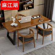 美式工业风实木办公桌写字桌简约现代家用台式loft长桌电脑桌书桌