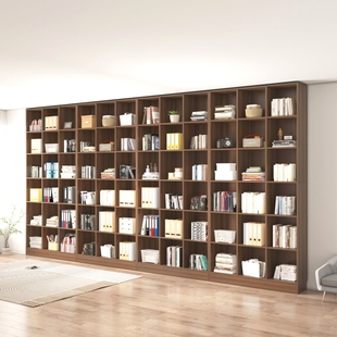 。家用书柜置物柜高2米4自由组合书架置物架落地一体到顶整墙格子