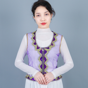 2023新疆舞蹈演出服装，民族风女士贴花，马甲夏季广场舞蹈短背心