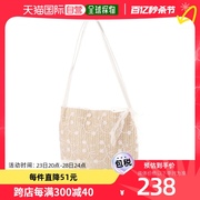 日本直邮Style Block 花卉蕾丝草编单肩包配缎带（白色）