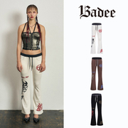 badee垂感蝎子喇叭运动裤，女个性印花设计小个子，显瘦低腰长裤