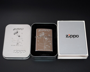 zippo打火机-绝版收藏-2005年黑冰落叶风女风中女郎限量