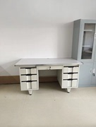 广东铁皮办公桌铁皮电脑台14米铁面员工桌子12米加厚7抽办公台