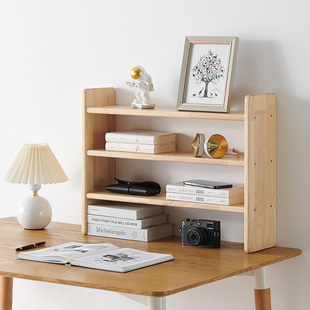 桌面置物架实木简约收纳架书架木质日式多层神器书桌展示办公室小