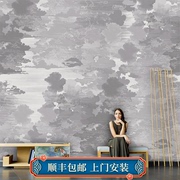 新中灰式白祥云(白祥云，)云朵客厅沙发电视，背景墙壁纸卧室床头壁布餐厅壁画