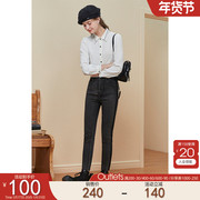 牛仔裤女裤子设计感小众kbne2023秋装，小个子高腰修身小脚裤