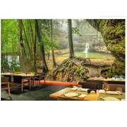 M3大D自然山水风景森林树林墙纸沙发餐厅酒店背景墙布壁画装饰画