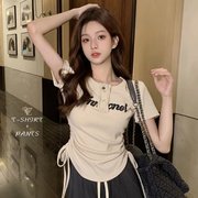2023韩版夏装短袖女修身甜美女生，少女t恤上衣大码半袖体桖ins
