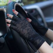 夏天女式手套蕾丝，薄款精致开车防晒司机，露漏手指头可触屏半指半截
