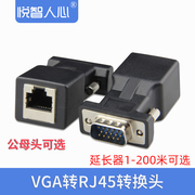VGA转RJ45转接头网线传输信号器网线15针公母延长转换器