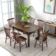 实木折叠餐桌家用小户型，现代简约可变圆桌伸缩方圆两用餐桌椅组合