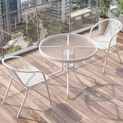 阳台小桌椅休闲茶桌椅组合白色，钢化玻璃折叠桌，家用简约小餐桌茶几