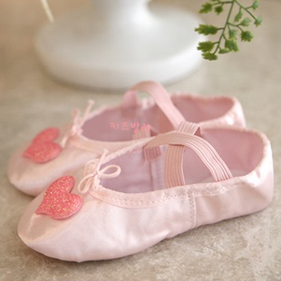 韩国进口儿童芭蕾民族舞蹈丝绸练功鞋女孩宝宝漂亮缎面软底跳舞鞋