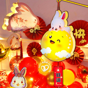元宵节手提diy小灯笼 古风兔子装饰布置幼儿园发光玩具花灯材料包