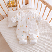 婴儿连体衣秋冬款夹棉棉衣，棉服哈衣爬服纯棉6-12个月宝宝衣服