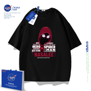 NASA蜘蛛侠男童短袖T恤2024中大童夏季纯棉半袖儿童夏装男孩