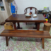 蘑菇小匠长凳子长条凳，实木长板凳原木，奥坎长凳条凳新中式茶桌