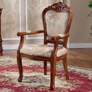 欧式餐椅实木橡木，椅子美式布艺扶手椅酒店扶手椅，628型号茶色