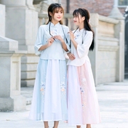 春款民国风女装复古中国风两件套学生旗袍式上衣中式伴娘服连衣裙