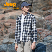 jeep吉普格子衬衣男长袖，仙护盾抗菌衬衫，亲肤透气百搭开衫薄款外套