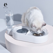 小壹宠物双碗食盆玻璃碗防溅水瓶猫狗饮水器自动喂水放撒猫碗