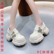 9CM 2024秋冬新款欧美内增高松糕鞋女厚底百搭深口鞋超高跟单鞋潮