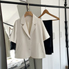 夏装短袖白色西装外套，女薄款2022韩版垂感宽松短款休闲小西服