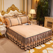 天鹅绒欧式夹棉床裙单件秋冬可拆卸床罩床垫防尘床套单人1.5米1.8