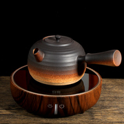 陶壶烧水壶日式侧把壶电陶炉煮茶壶炭炉，耐热白泥窑变色大容量家用