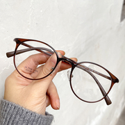 小众超轻近视眼镜女韩版小脸圆形眼镜框可配高度数茶色镜架防过敏