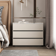 实木床头柜现代简约家用卧室床边柜子，轻奢高级感岩板储物收纳柜