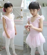 韩国进口儿童舞蹈练功服女孩芭蕾跳舞粉纱裙少儿民族比赛考级演出
