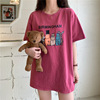 6535棉韩版可爱卡通印花宽松短袖T恤女夏季中长款学生洋气打底衫
