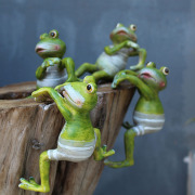鼎魅创意爬缸青蛙4个套装家居，庭院花盆树脂仿真动物小摆件花园装