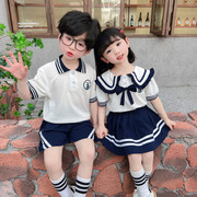 幼儿园园服套装夏季儿童学院，风男女宝宝毕业照合唱团六一表演服