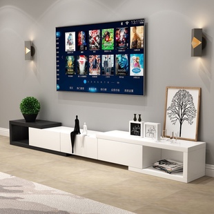 宜家现代简约可伸缩地柜，窄电视柜茶几，组合小户型客厅电视机柜