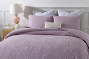 欧式床上用品复古床盖纯棉三件套纯色绗缝被夏凉被立体绣花3件套
