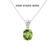 GSK天然绿橄榄石项链925银镶生长钻石吊坠欧美经典锁骨链