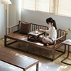 瑞泽新中式沙发罗汉床小户型推拉床轻奢现代全实木胡桃木色沙发床