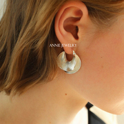Annie Jewelry欧美复古风 时尚立体裙摆几何造型唱片条纹圆环耳环