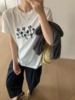 卡蔓诗enxi小花短袖T恤女2024夏韩版显瘦圆领薄款印花小清新上衣