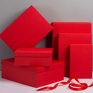 喜庆大红色结婚礼盒回装盒伴手盒空盒，衣服礼物盒定制logo