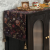 美式桌旗黑色中古欧式高级感电视柜桌布，盖布边柜茶几桌布长条床旗