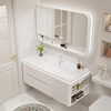 现代简约圆角浴室柜陶瓷一体盆橡木智能卫生间洗手盆洗漱台卫浴柜