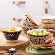 6个套装陶瓷碗家庭用5寸饭碗日式餐具斗笠小拉面碗2022吃饭碗