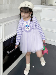 女童连衣裙秋款紫色可爱小女孩乐蒂公主裙网纱蛋糕裙儿童裙子秋冬
