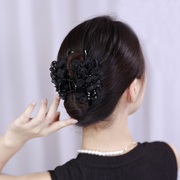 韩版优雅气质欧根纱抓夹花朵，布艺可爱盘发发夹后脑勺女高级感发饰