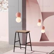 北欧ins粉色水磨石吊灯 设计师简约现代客厅餐厅吧台卧室床头灯具