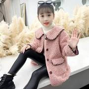 女童秋冬外套2022秋季韩版时尚，仿羊羔毛大衣(毛大衣，)洋气中长款毛..&r